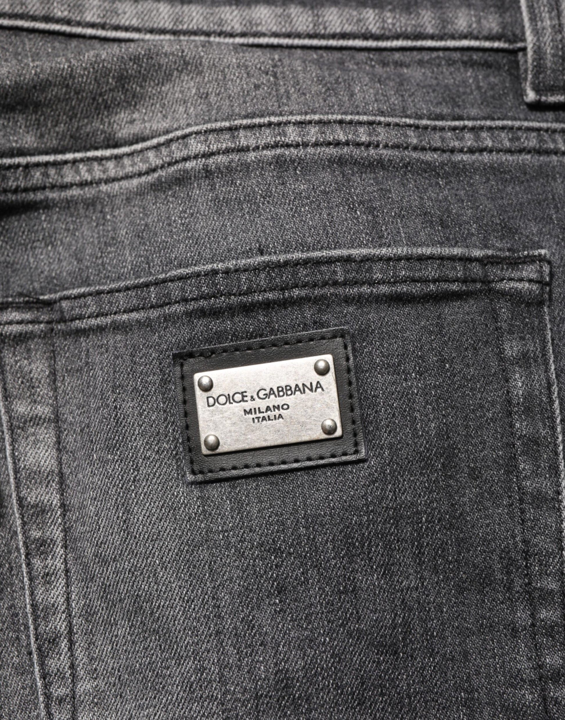 Dolce & Gabbana Black Gray Wash Slim Fit Straight Leg Denim Jeans