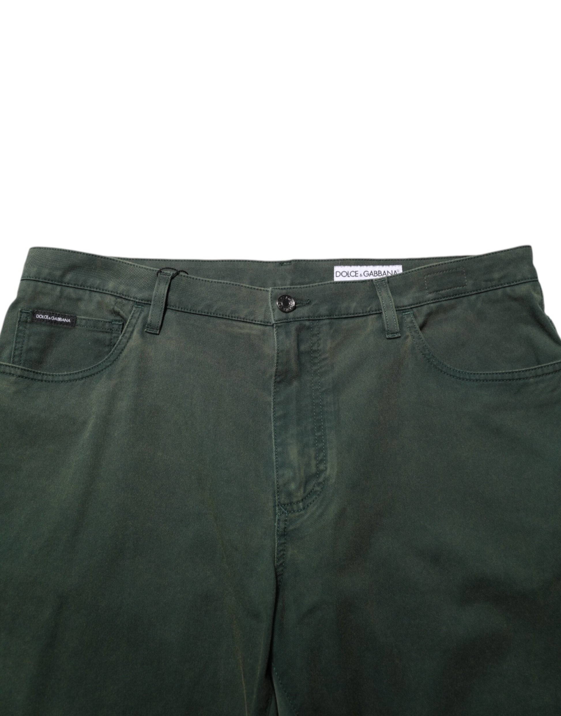 Dolce & Gabbana Dark Green Cotton Stretch Loose Denim Jeans