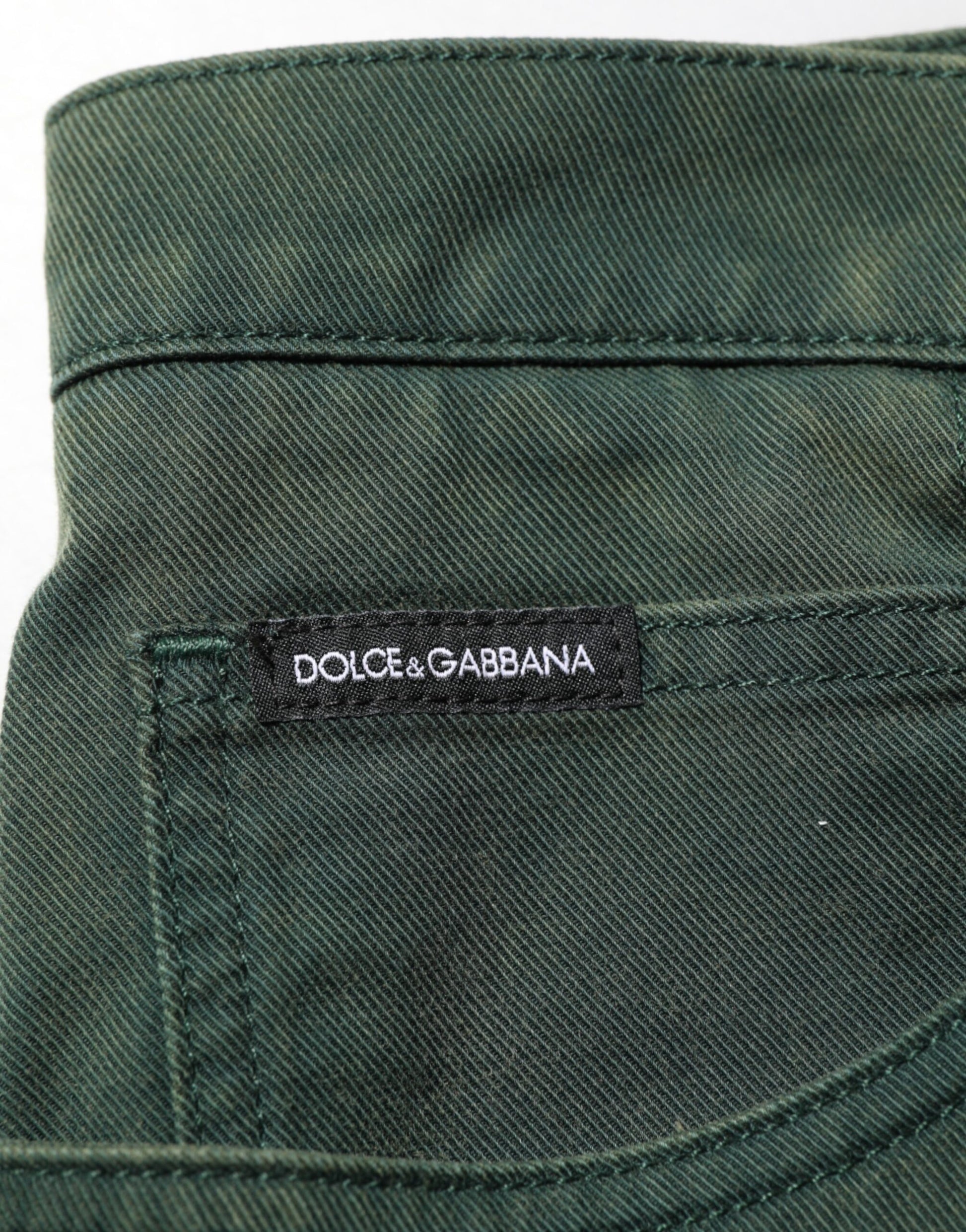 Dolce & Gabbana Dark Green Cotton Stretch Loose Denim Jeans