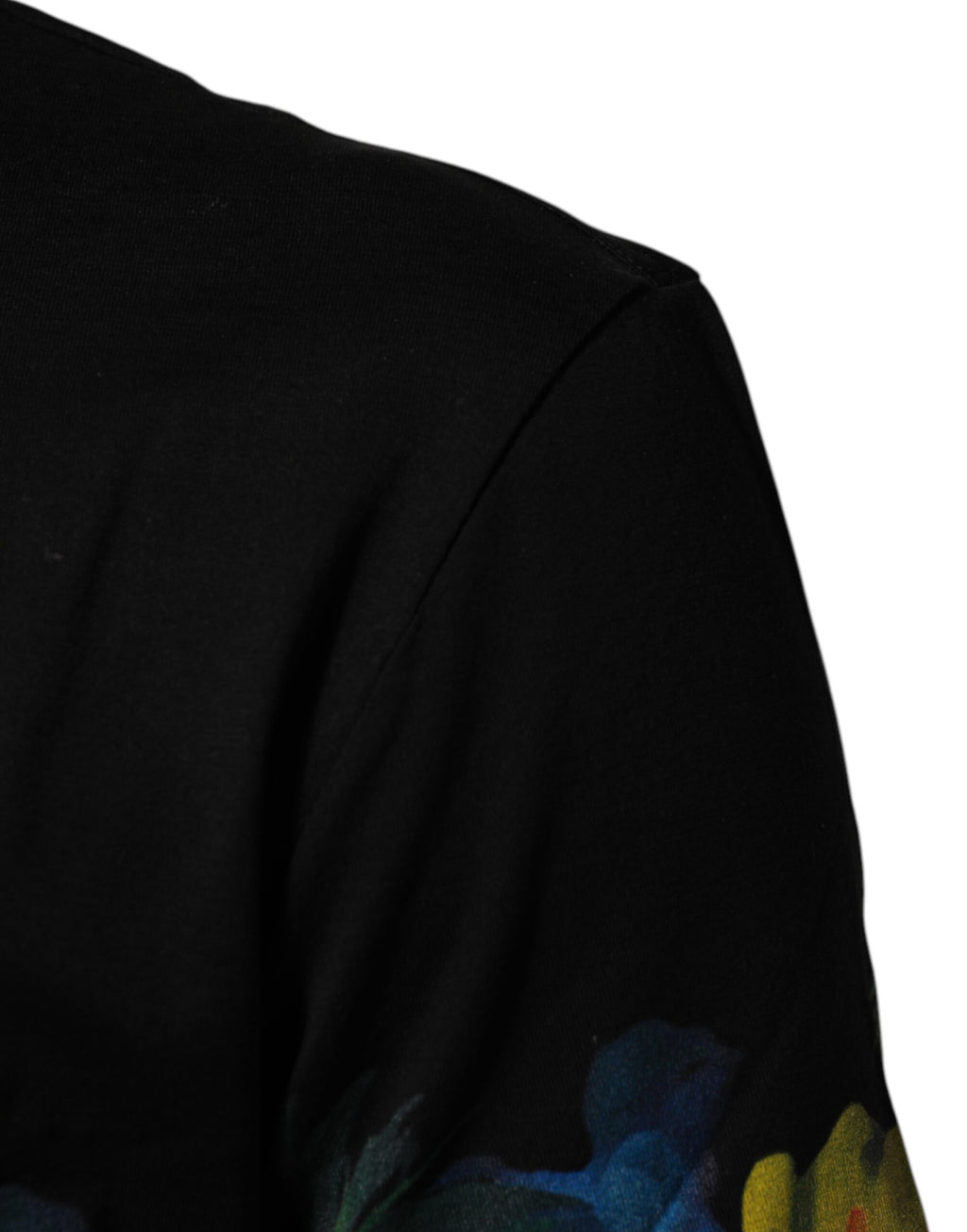 Dolce & Gabbana Black Floral DG Logo Cotton Crew Neck T-shirt
