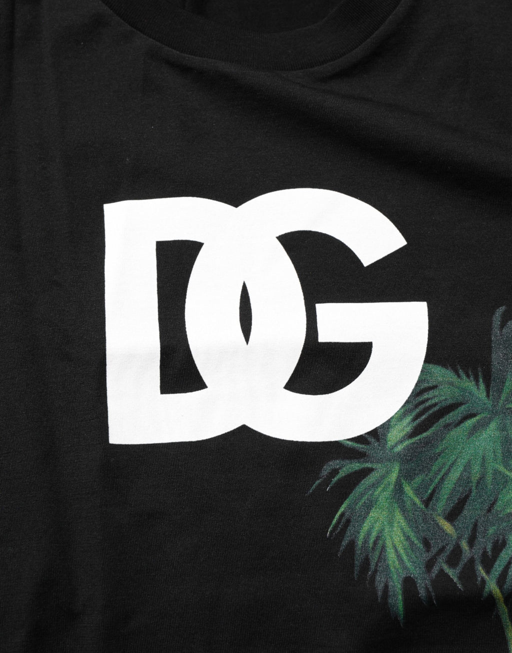 Dolce & Gabbana Black Floral DG Logo Cotton Crew Neck T-shirt
