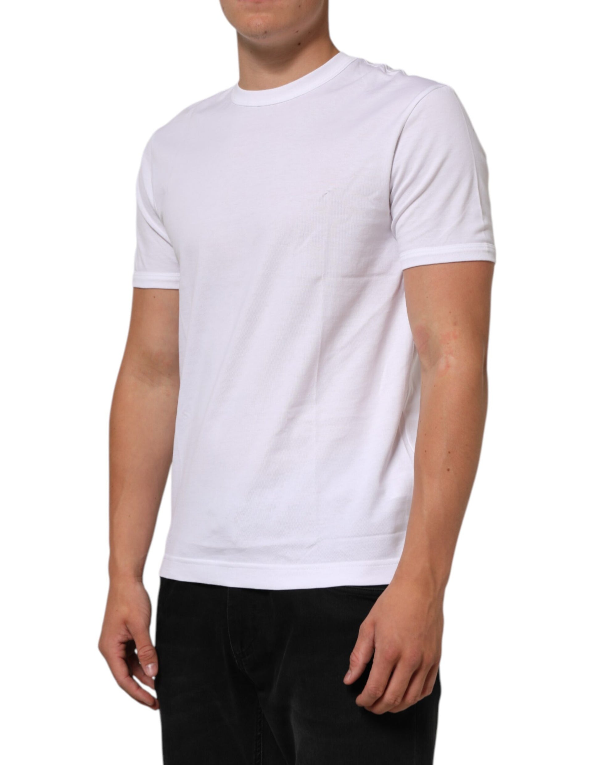 Dolce & Gabbana White Cotton Crew Neck Short Sleeves