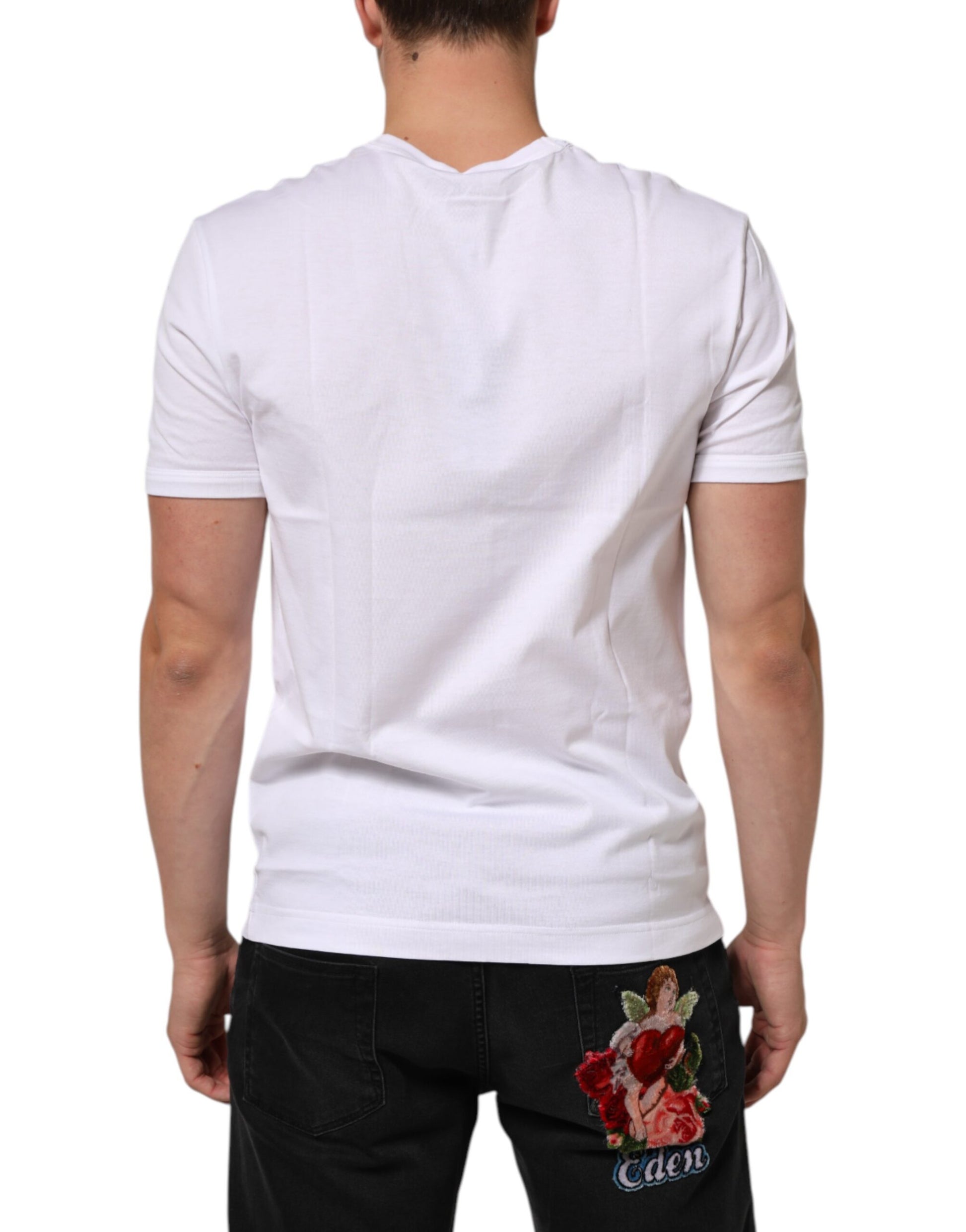 Dolce & Gabbana White Cotton Crew Neck Short Sleeves