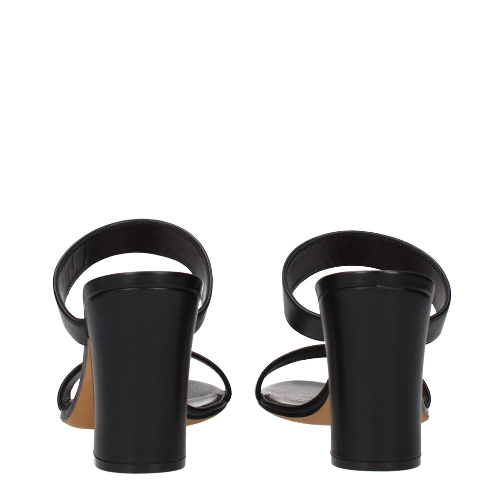The Row Black Leather Stiletto Heel Sandals
