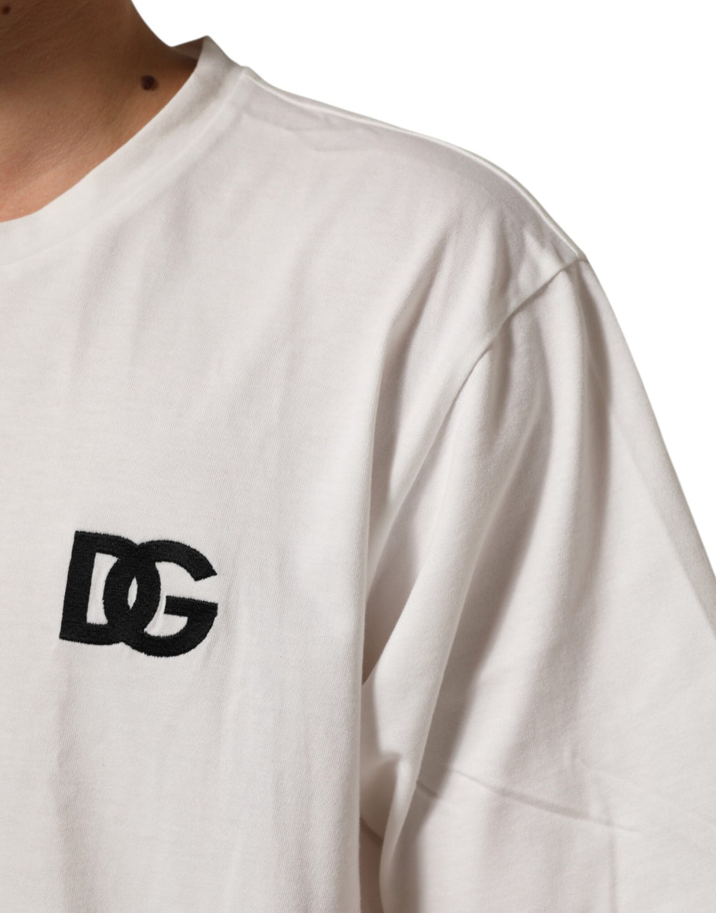 Dolce & Gabbana White Cotton Logo Print Crew Neck T-shirt