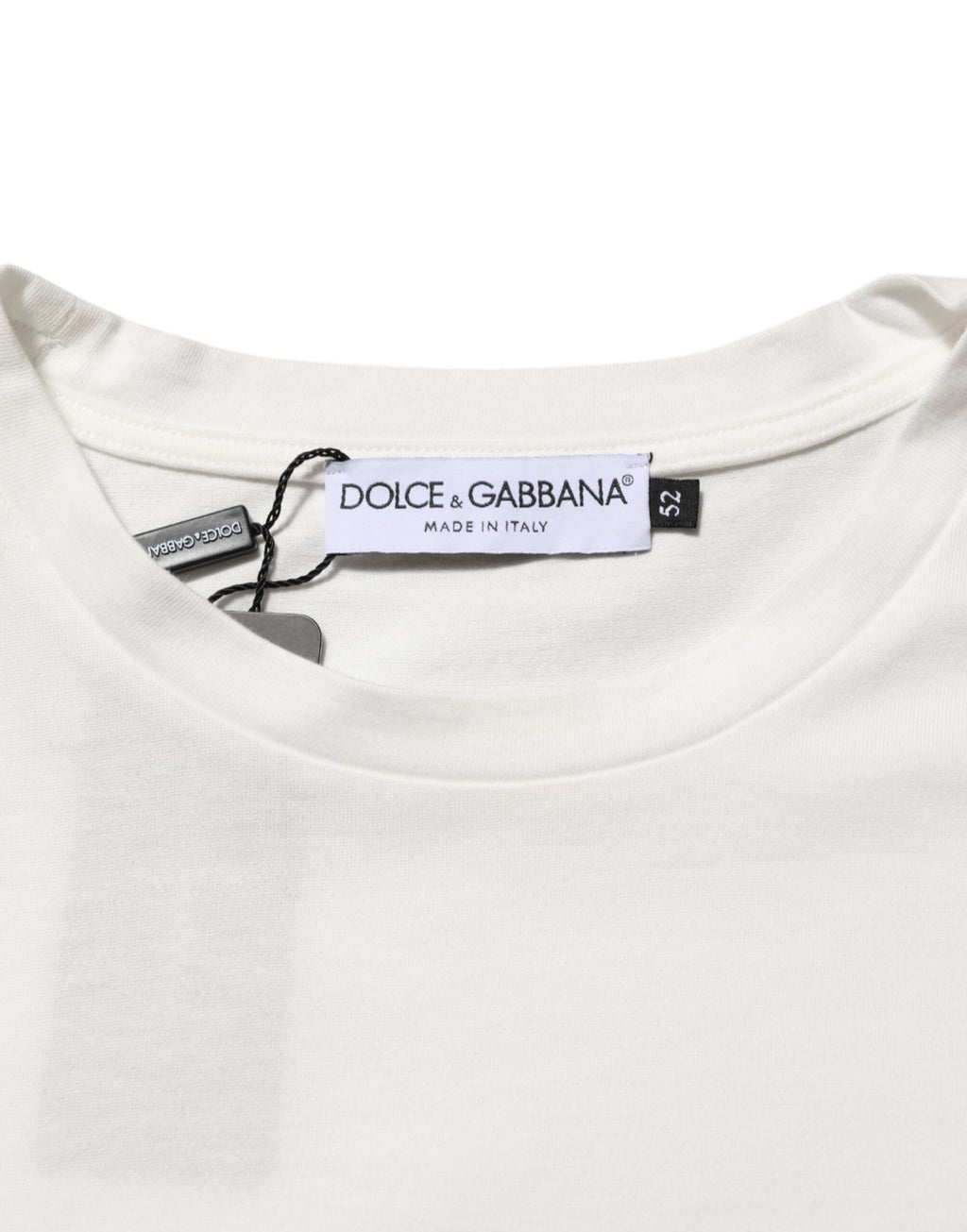 Dolce & Gabbana White Cotton Logo Print Crew Neck T-shirt