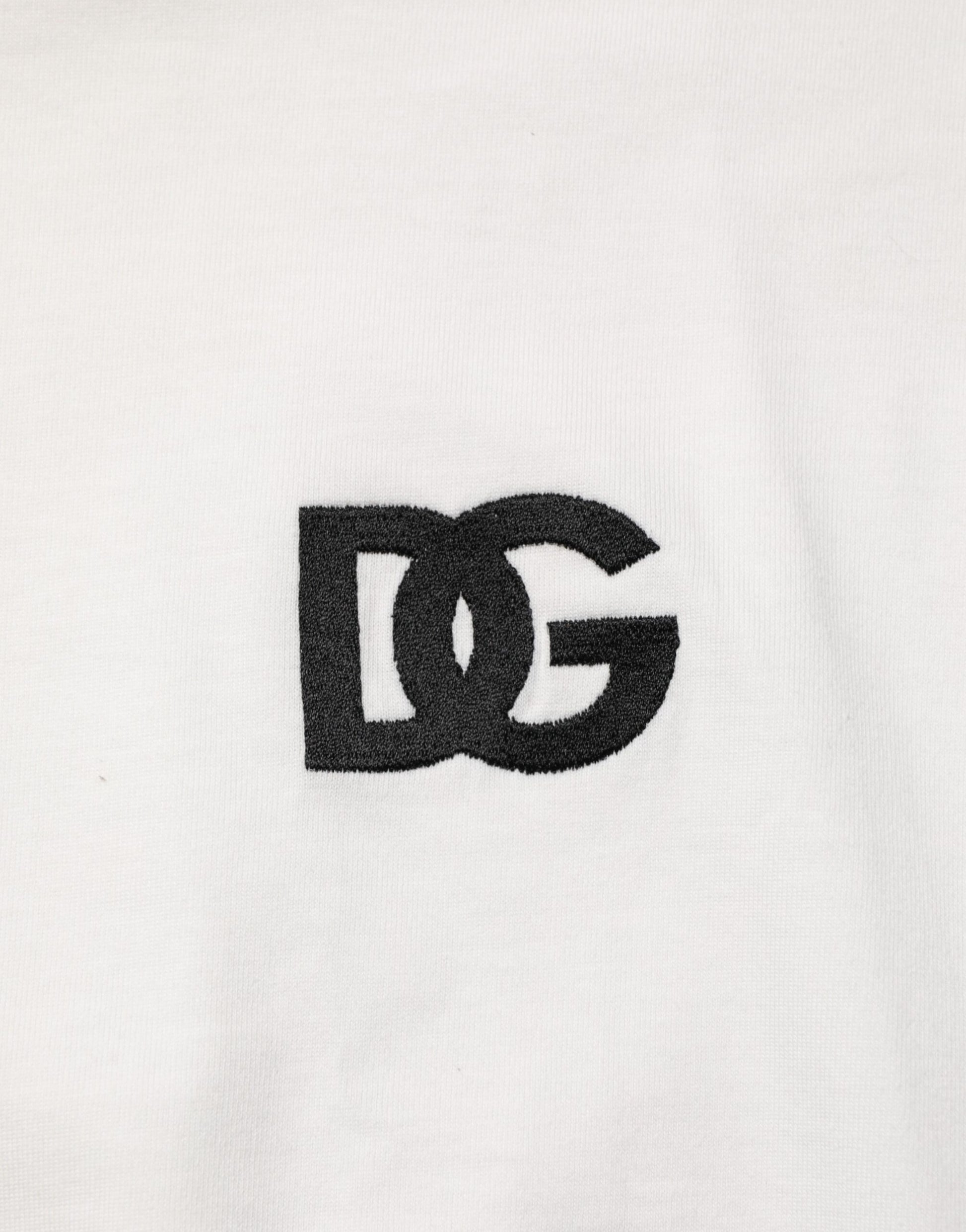 Dolce & Gabbana White Cotton Logo Print Crew Neck T-shirt