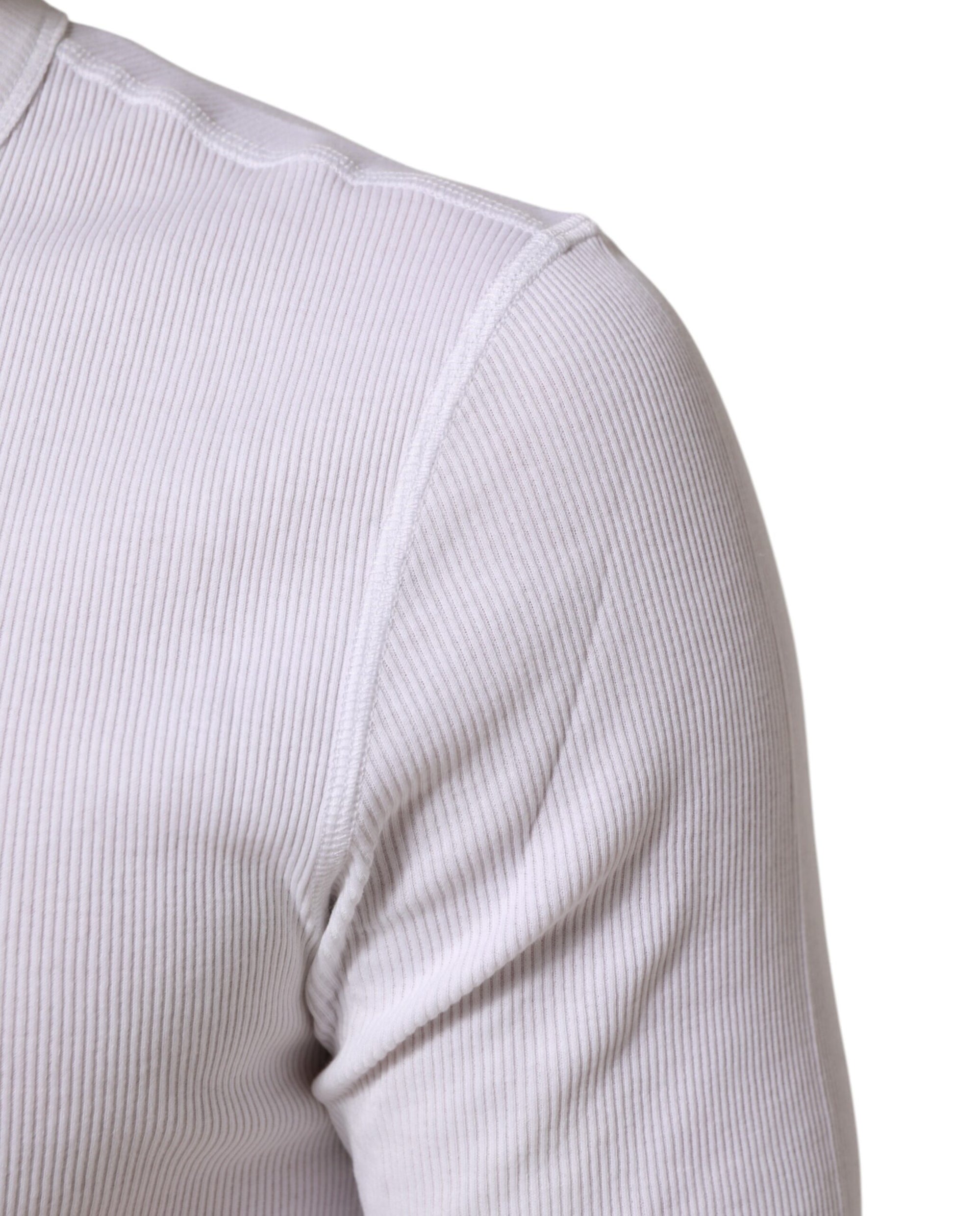 Dolce & Gabbana White Cotton Button Henley Shirt Men  T-shirt