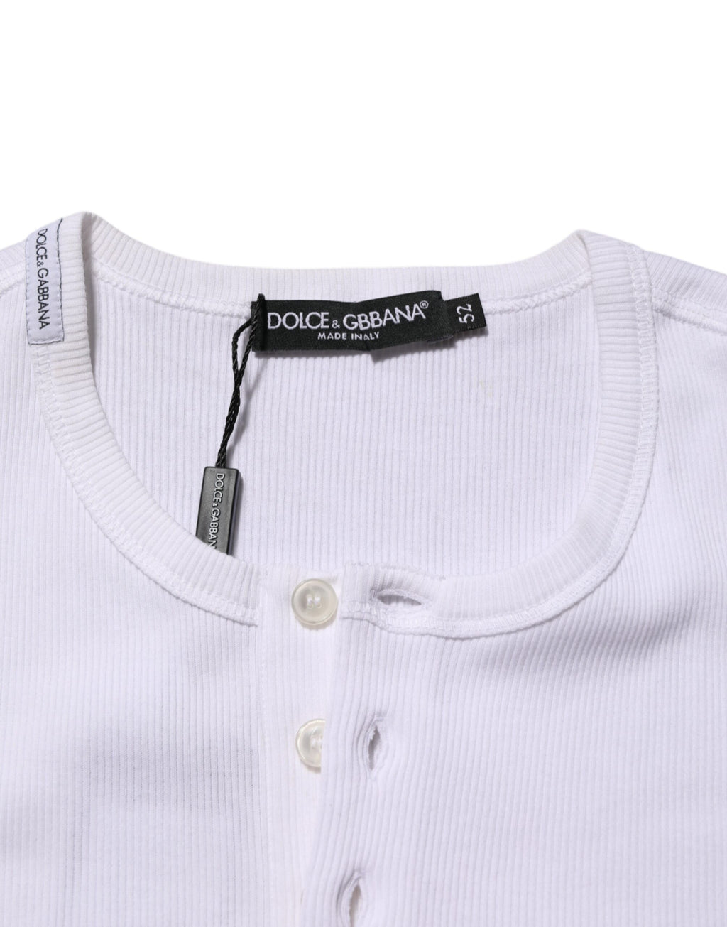 Dolce & Gabbana White Cotton Button Henley Shirt Men  T-shirt