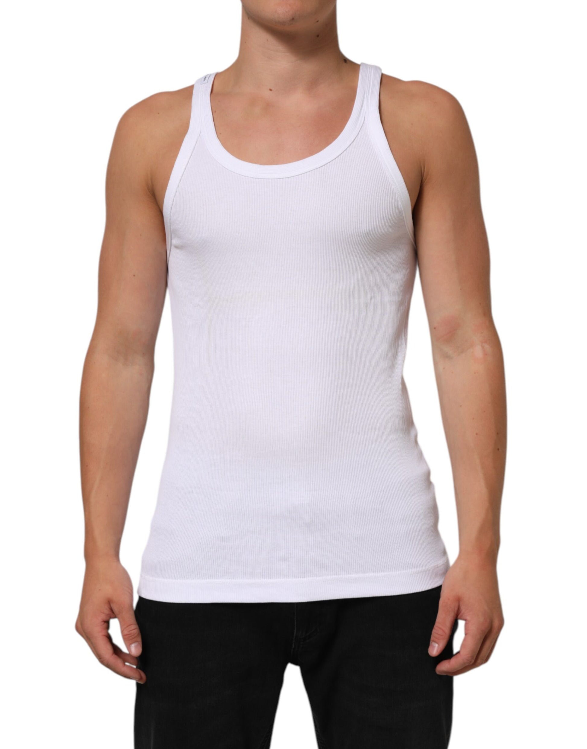Dolce & Gabbana White Sleeveless Round Neck Tank T-shirt