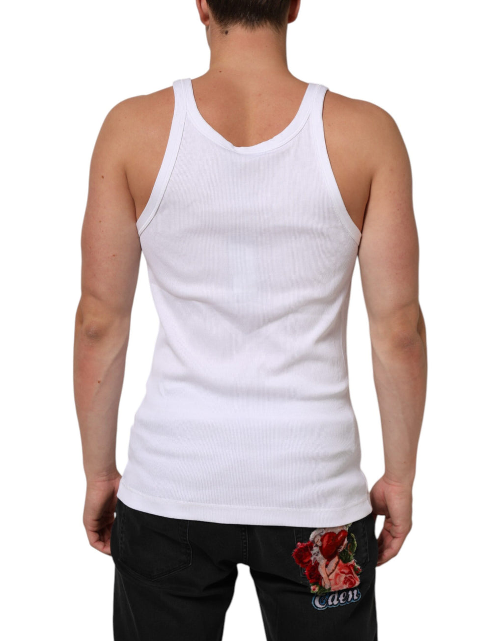 Dolce & Gabbana White Sleeveless Round Neck Tank T-shirt