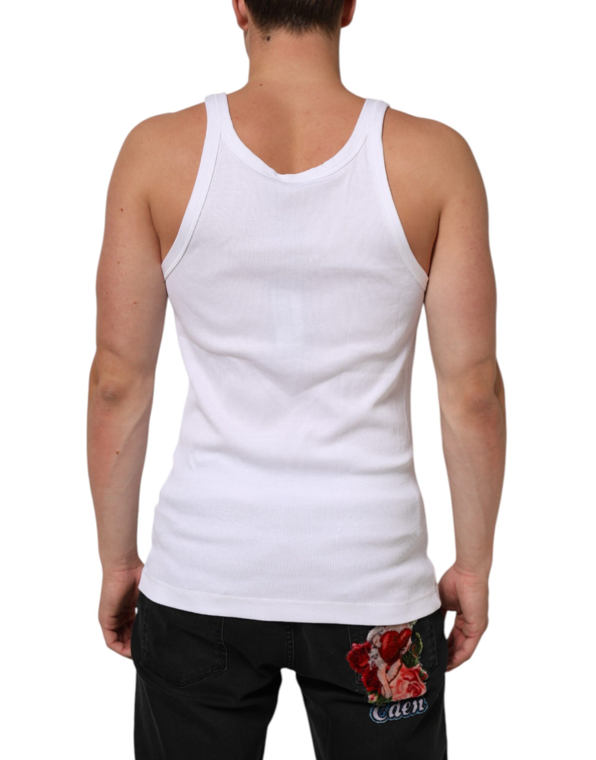 Dolce & Gabbana White Sleeveless Round Neck Tank T-shirt
