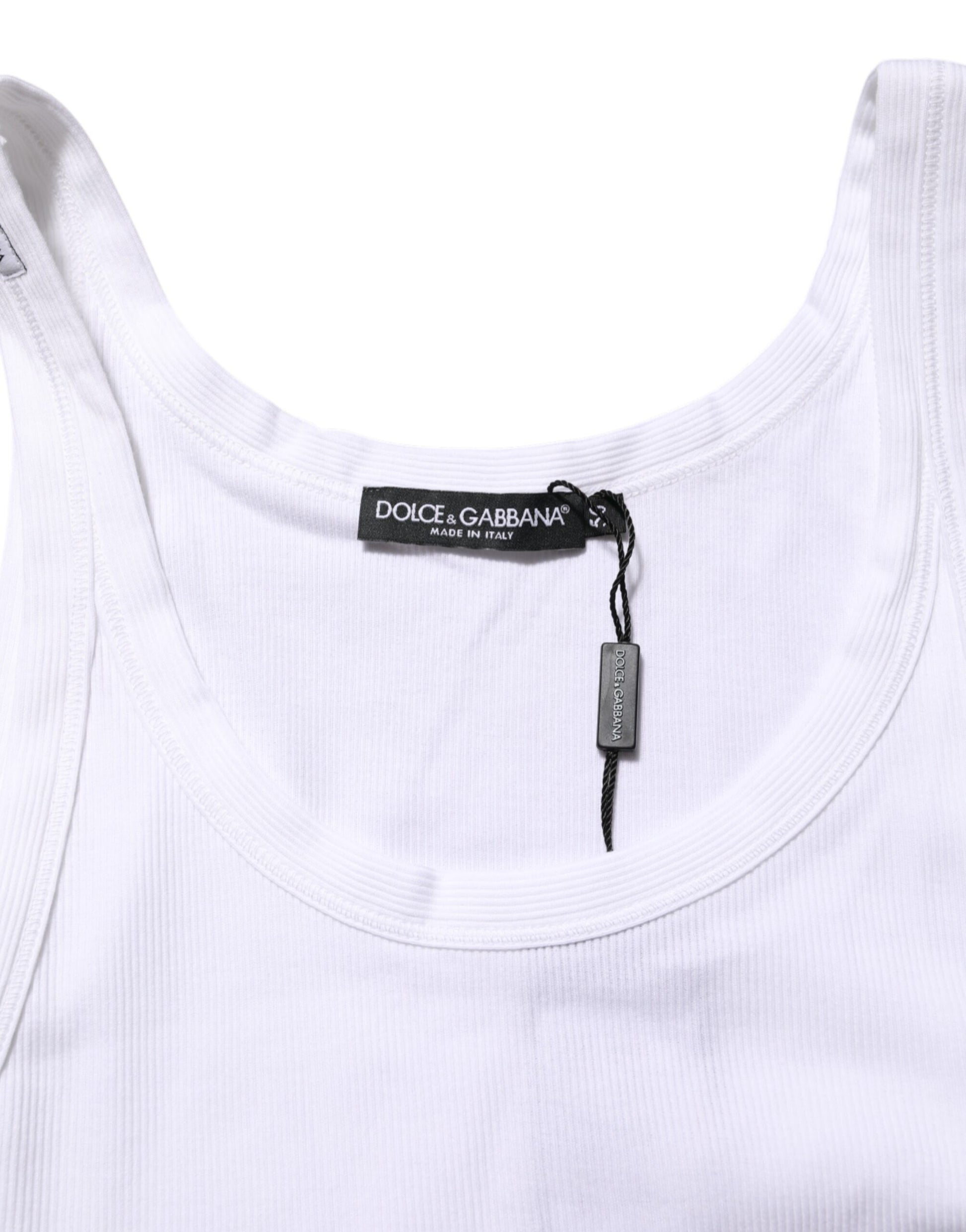 Dolce & Gabbana White Sleeveless Round Neck Tank T-shirt