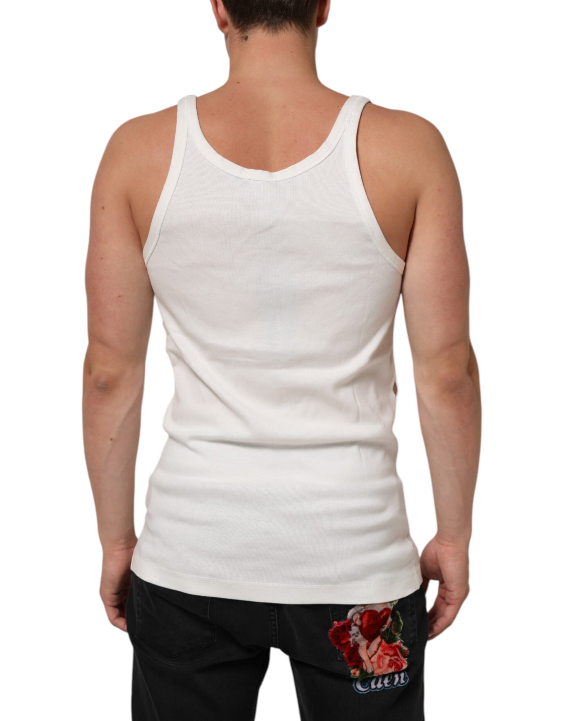 Dolce & Gabbana White Sleeveless Round Neck Tank T-shirt