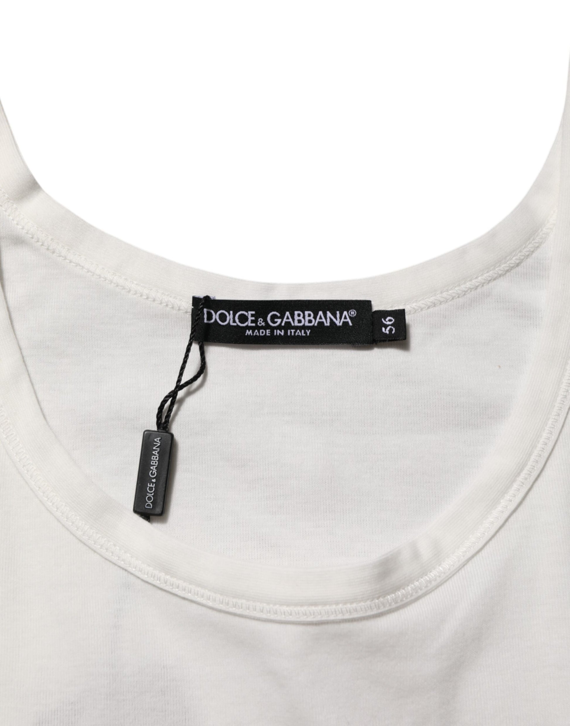 Dolce & Gabbana White Sleeveless Round Neck Tank T-shirt