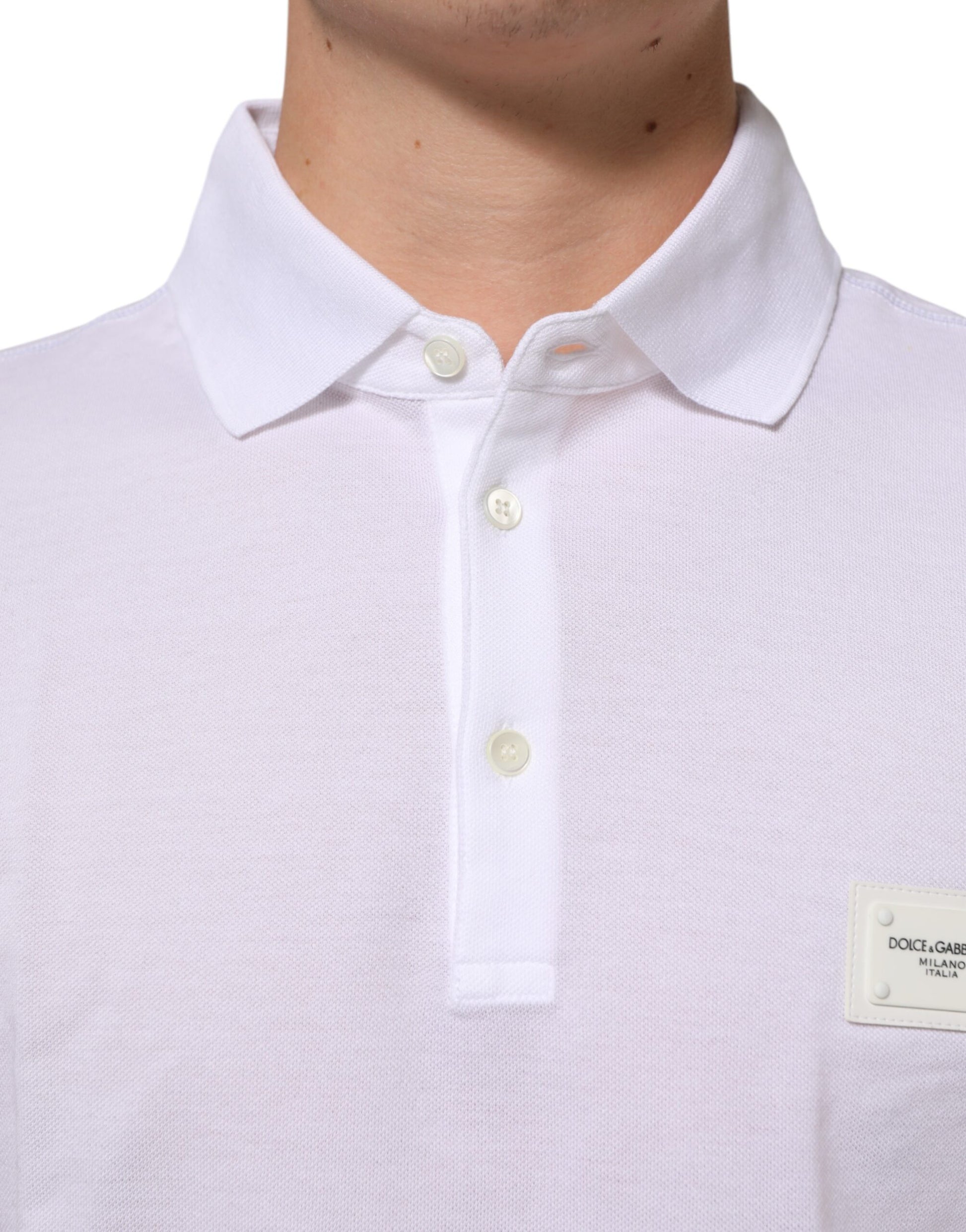 Dolce & Gabbana White Collared Short Sleeves Polo Men T-shirt