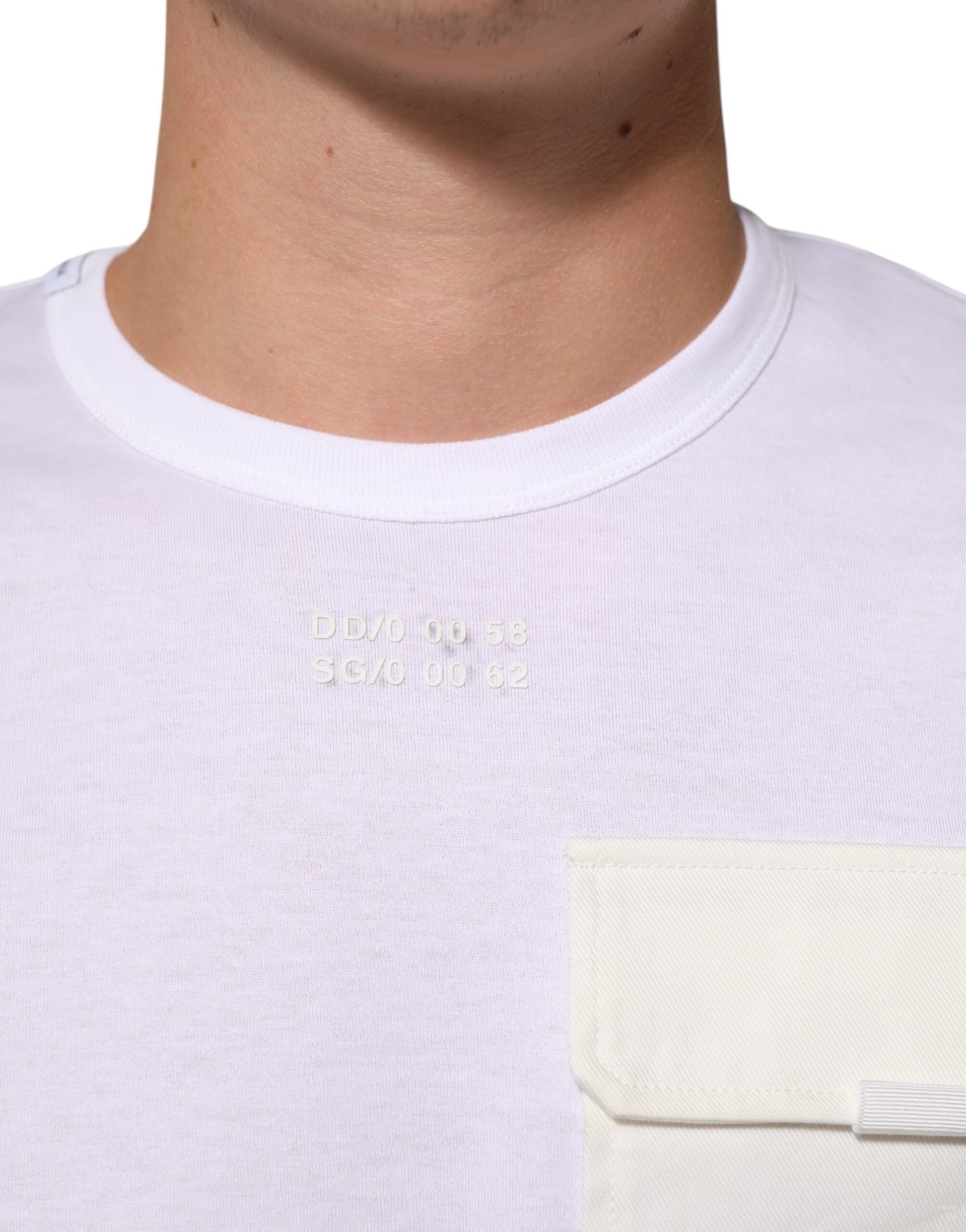 Dolce & Gabbana White Cotton Pocket Short Sleeves Men T-shirt