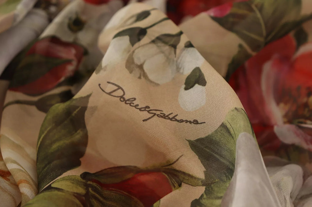 Dolce & Gabbana Beige Floral Sleeveless A-line Mini Dress