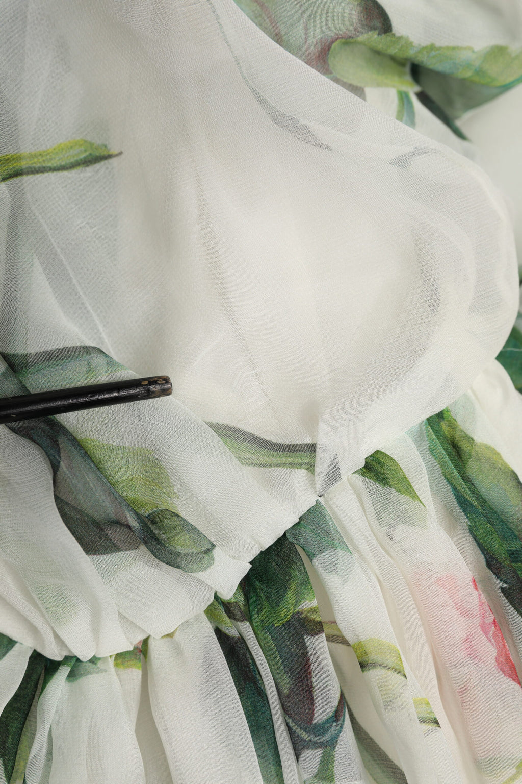 Dolce & Gabbana White Floral Roses Silk Maxi Long Gown Dress