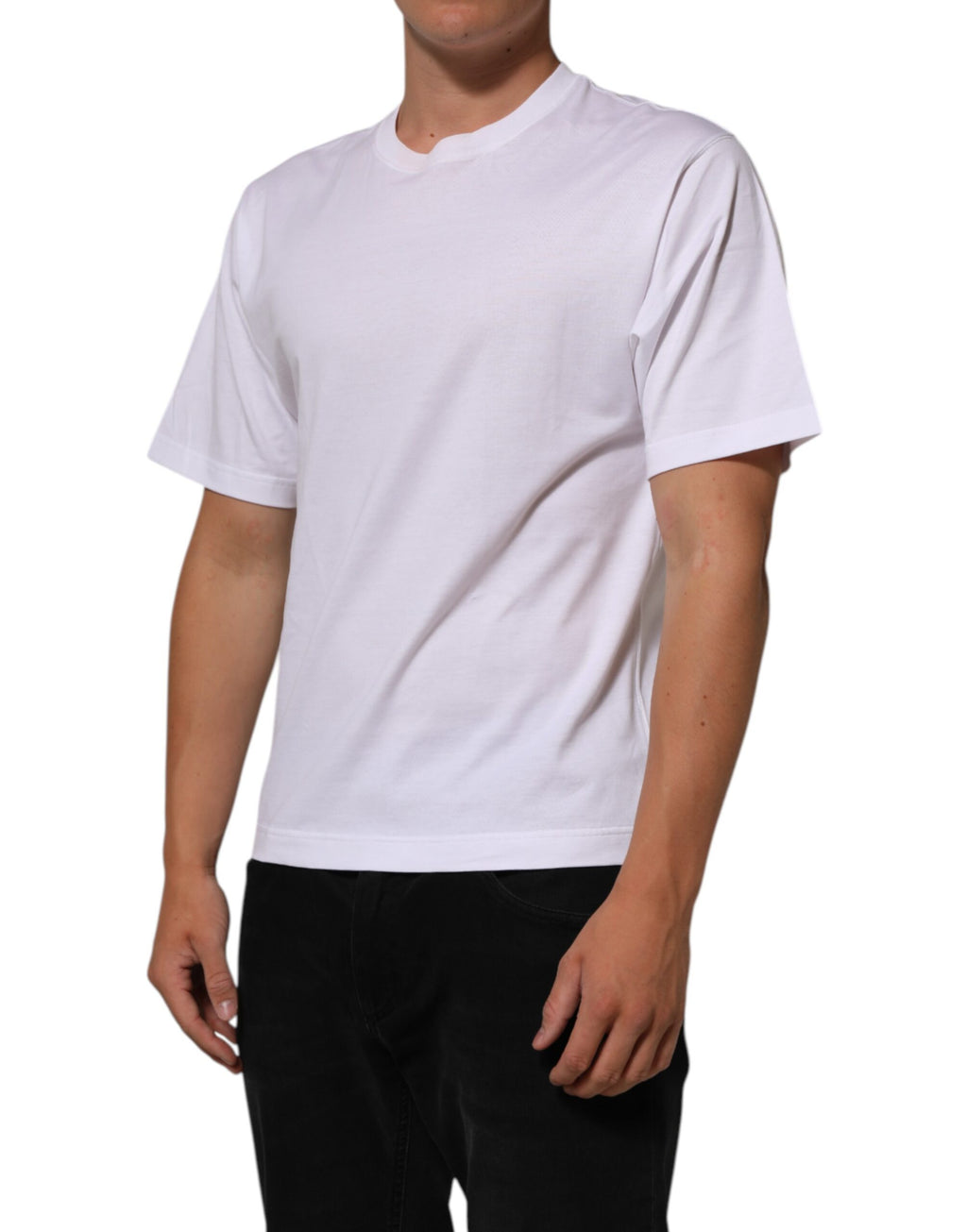 Dolce & Gabbana White Angel Print Cotton Men Crew Neck T-shirt