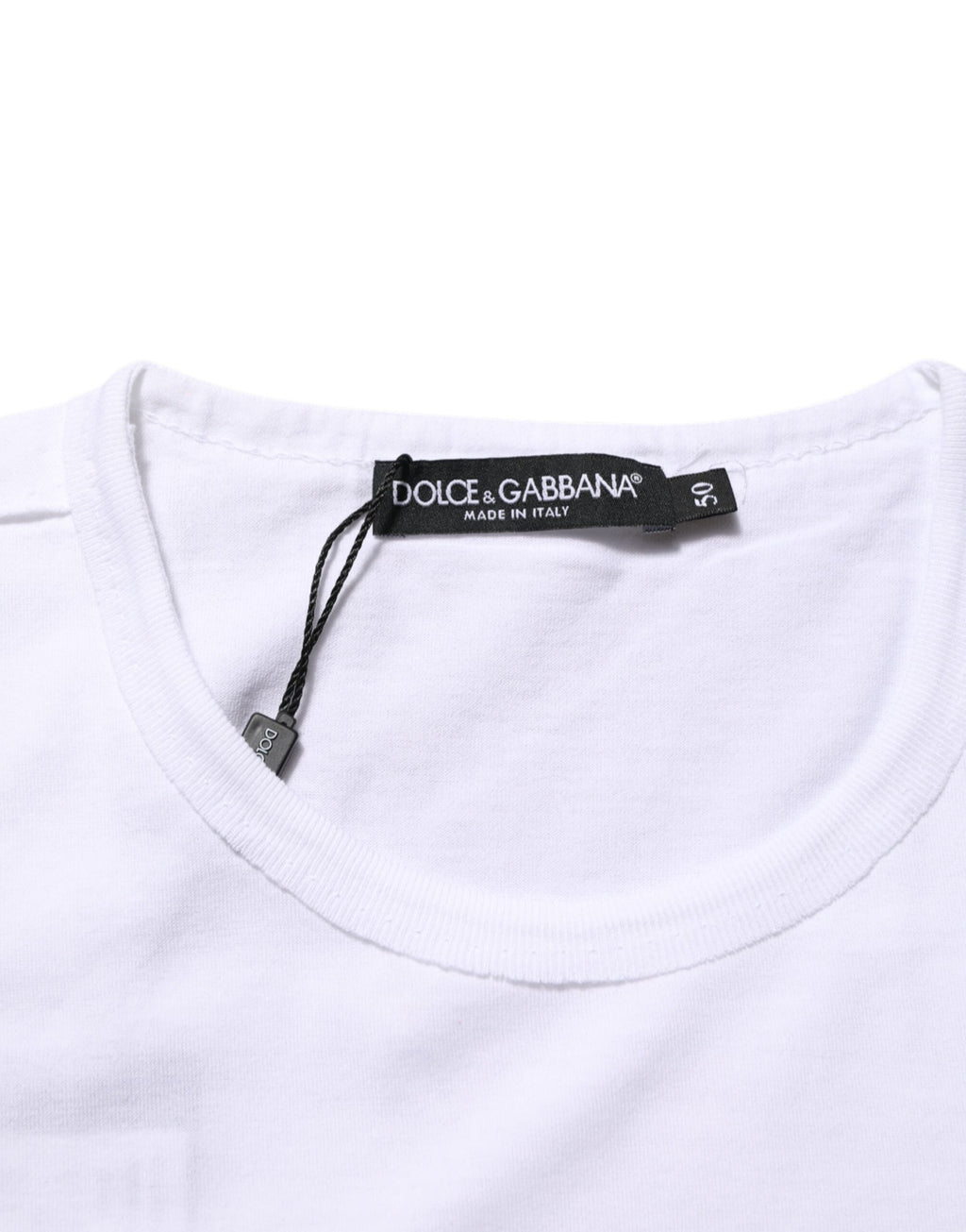 Dolce & Gabbana White Crown Print Cotton Crew Neck T-shirt