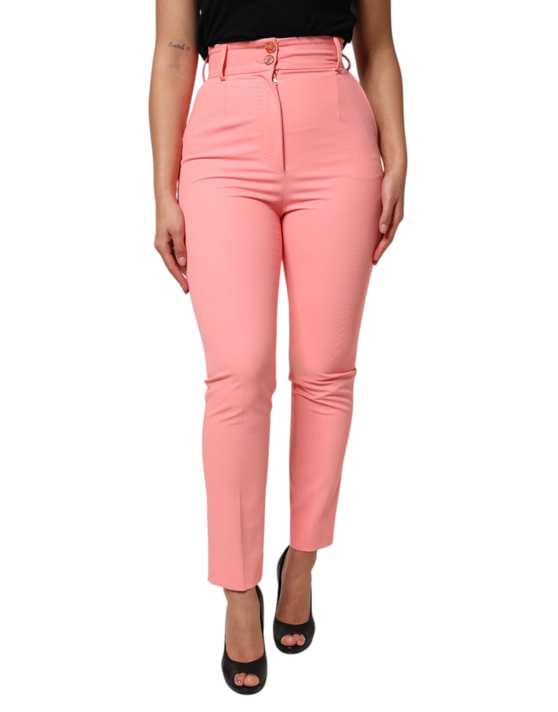Dolce & Gabbana Pink High Waist Dress Tapered Trouser Pants