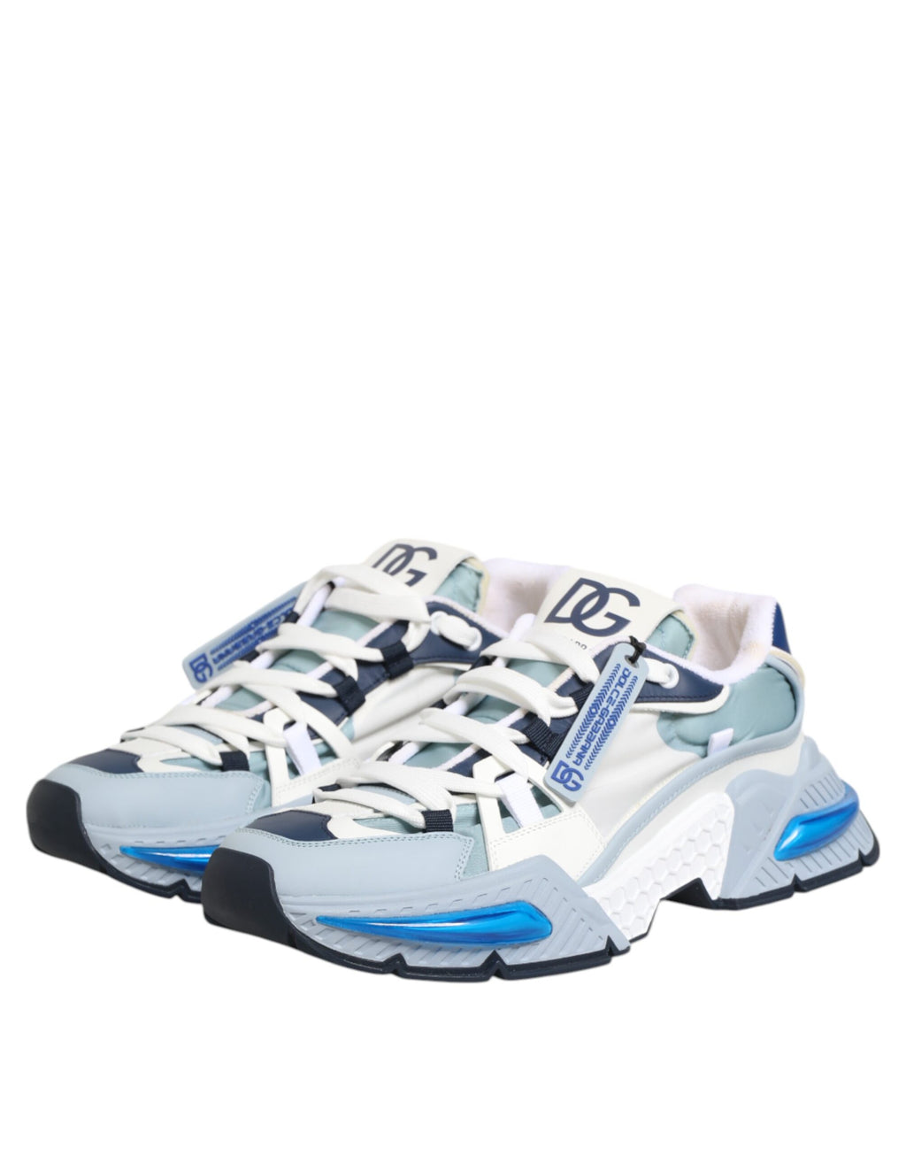 Dolce & Gabbana White Blue Nylon Airmaster Sneakers Shoes