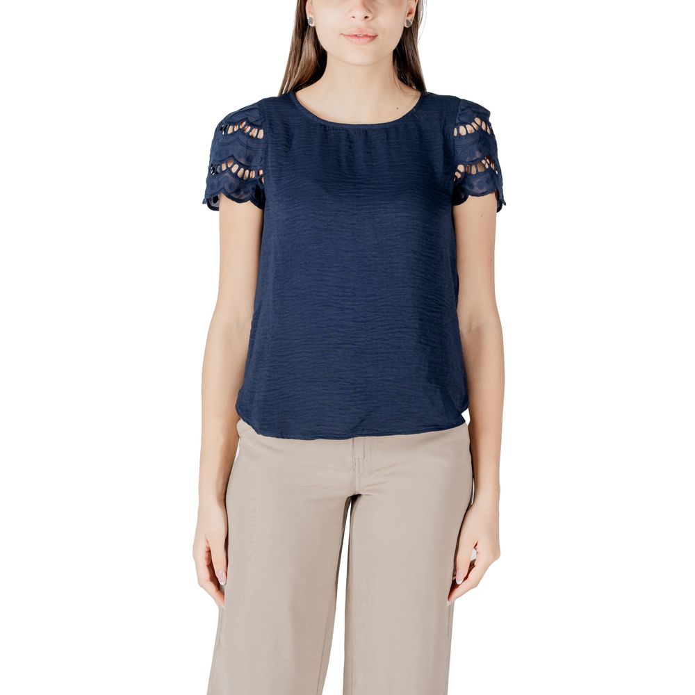 Jacqueline De Yong Blue Polyester T-Shirt