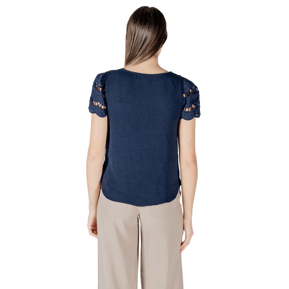 Jacqueline De Yong Blue Polyester T-Shirt