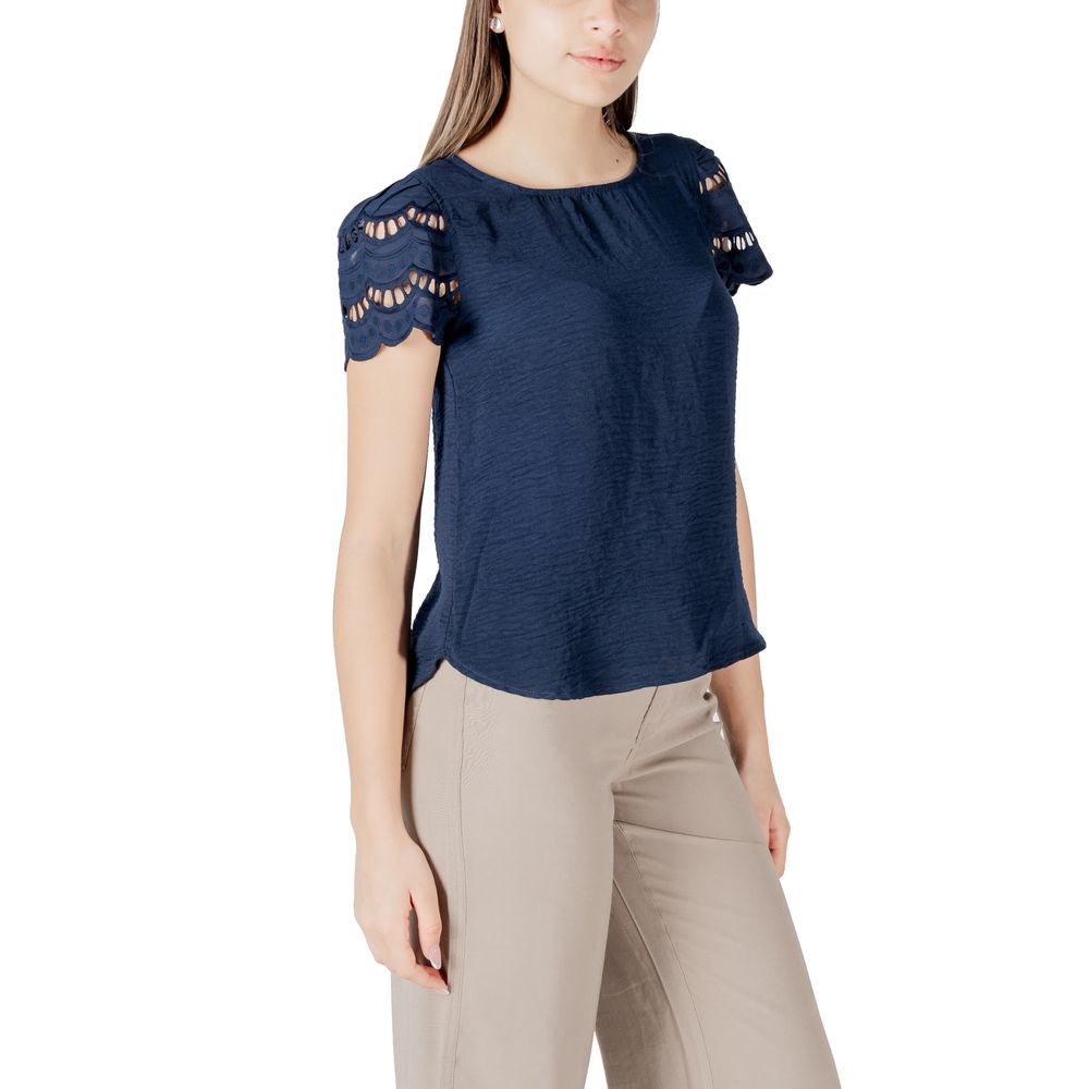 Jacqueline De Yong Blue Polyester T-Shirt