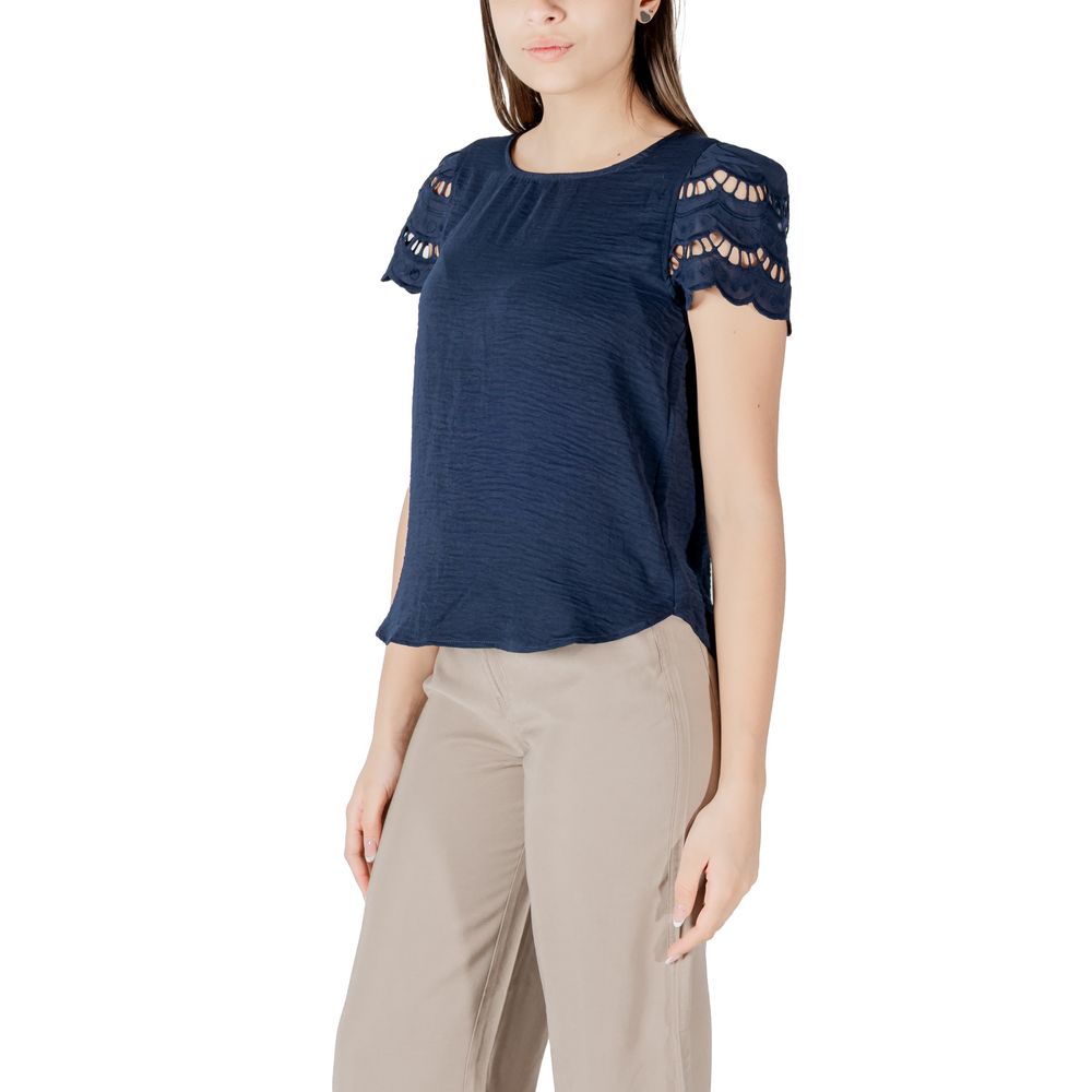 Jacqueline De Yong Blue Polyester T-Shirt