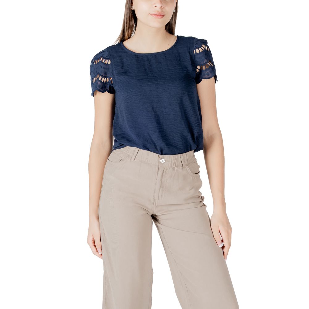 Jacqueline De Yong Blue Polyester T-Shirt