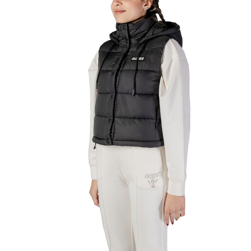 Guess Active Black Polyester Sleveless Jacket
