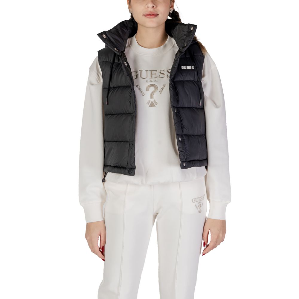 Guess Active Black Polyester Sleveless Jacket