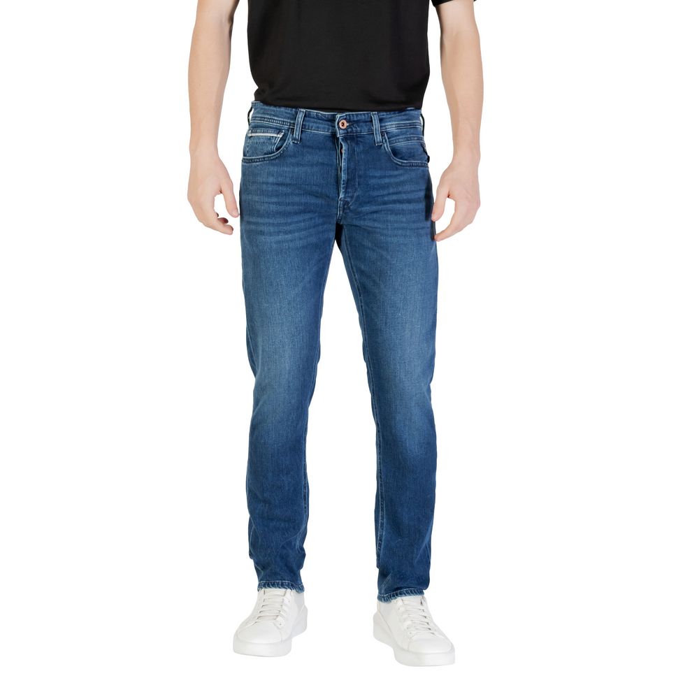 Replay Blue Cotton Relaxed Fit Jean