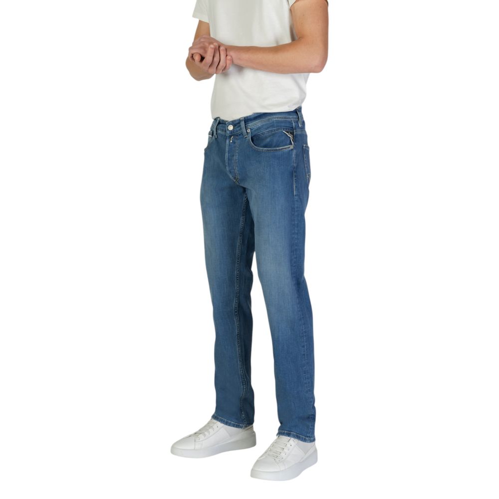 Replay Blue Cotton Relaxed Fit Jean