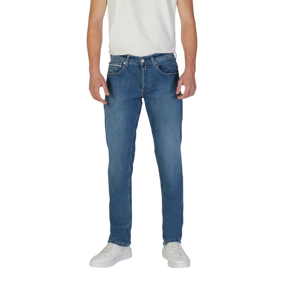 Replay Blue Cotton Relaxed Fit Jean