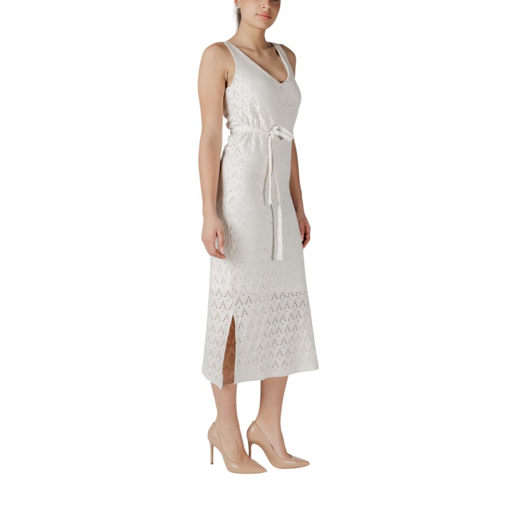 Vila Clothes Beige Recycled Polyester Midi