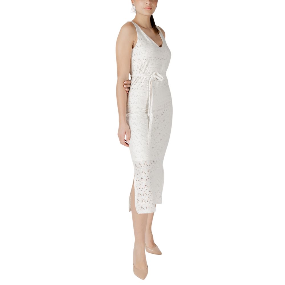 Vila Clothes Beige Recycled Polyester Midi