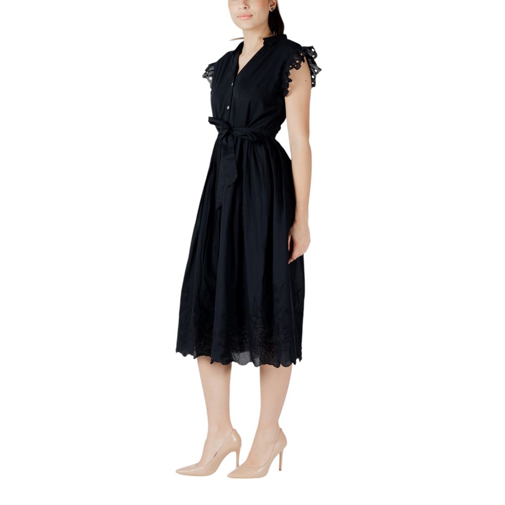Vila Clothes Black Cotton Midi