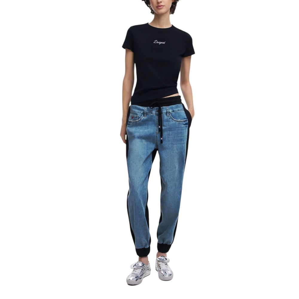 Desigual Black Cotton Mom Jean