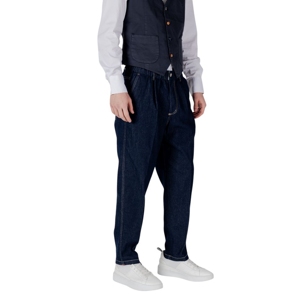 Gianni Lupo Blue Cotton Relaxed Fit Jean