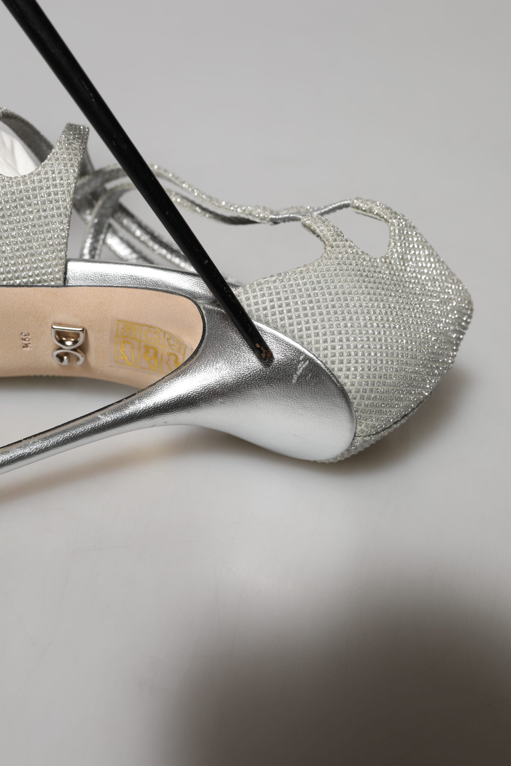 Dolce & Gabbana Silver Shimmers Sandals Heel Pumps Shoes