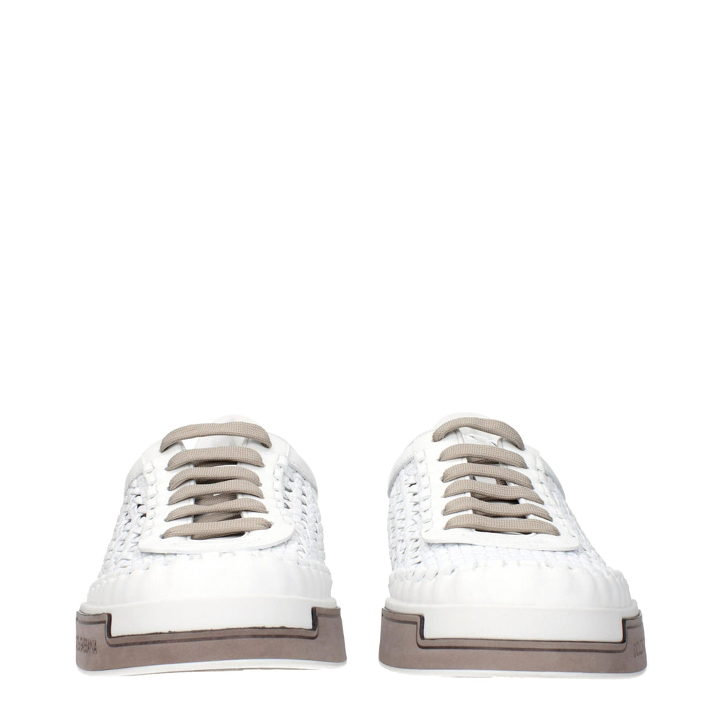 Dolce & Gabbana White Leather Low Tops