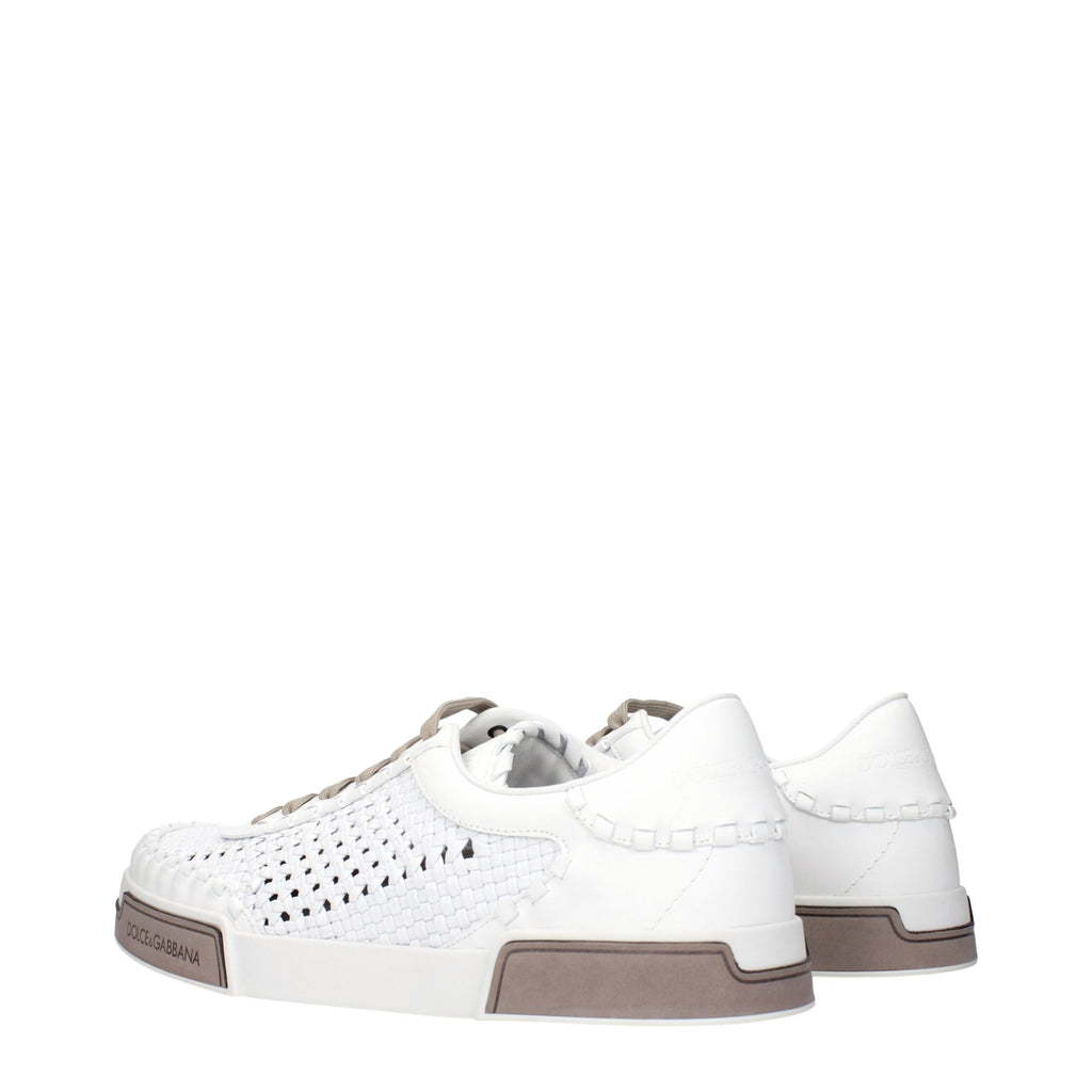 Dolce & Gabbana White Leather Low Tops