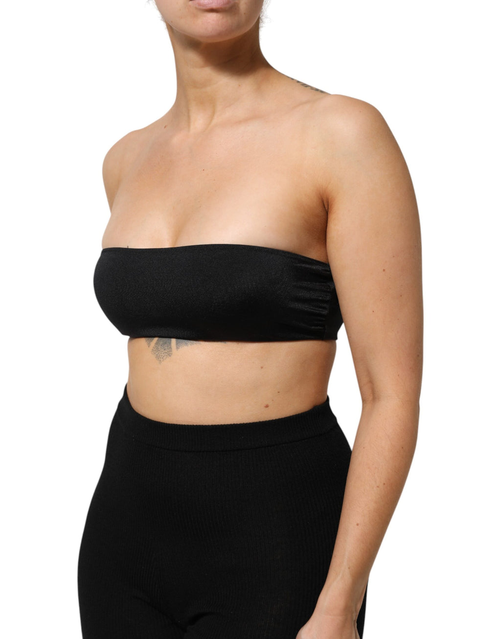 Dolce & Gabbana Black Nylon Blend Bandeau Strapless Tube Top