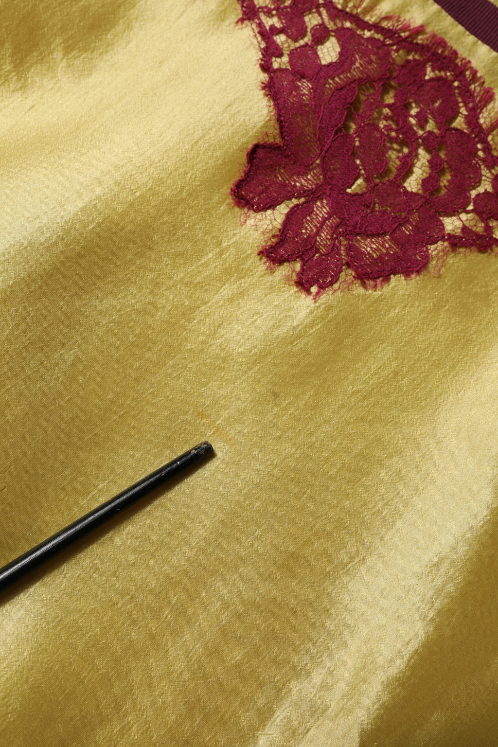 Dolce & Gabbana Yellow Silk Satin Floral Lace Short Sleeves Top