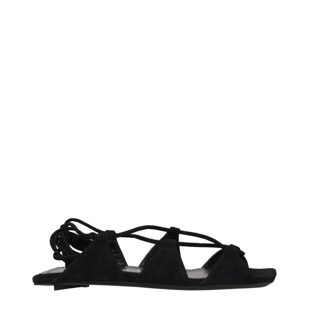 The Attico Black Leather Sandals