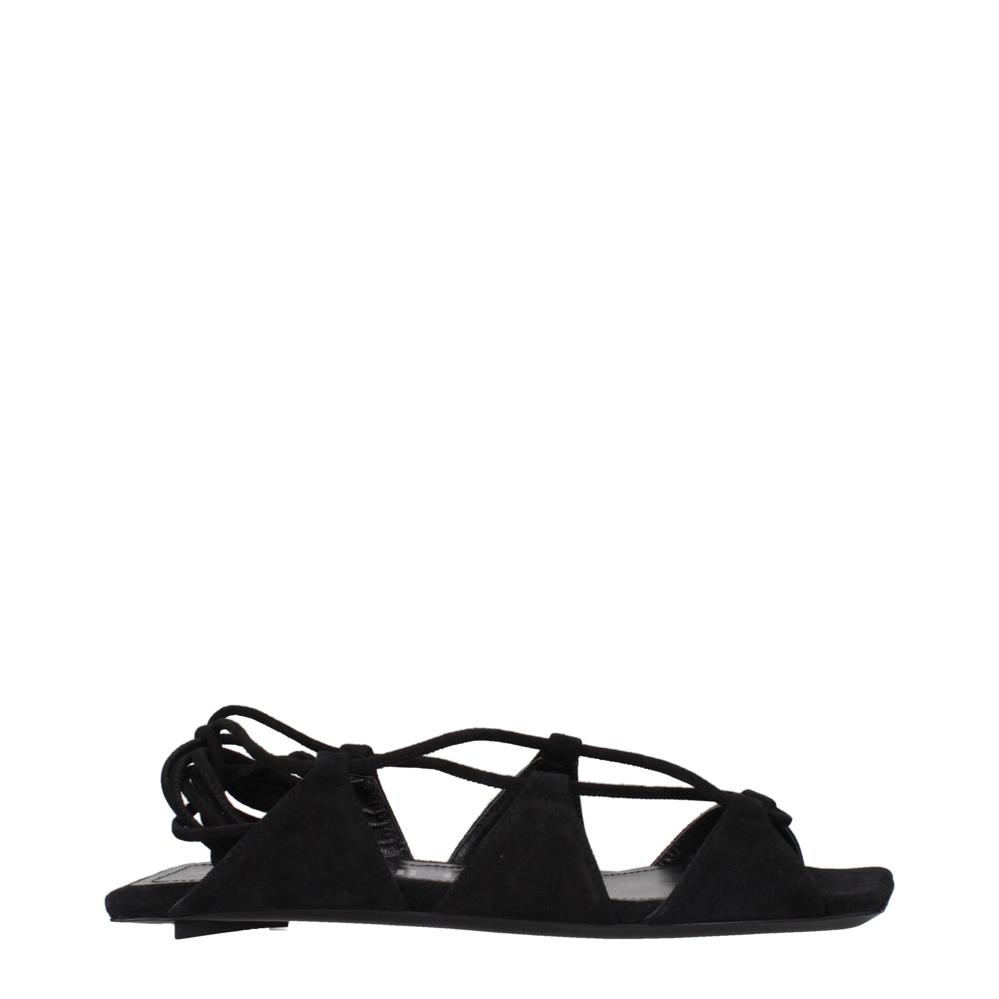 The Attico Black Leather Sandals
