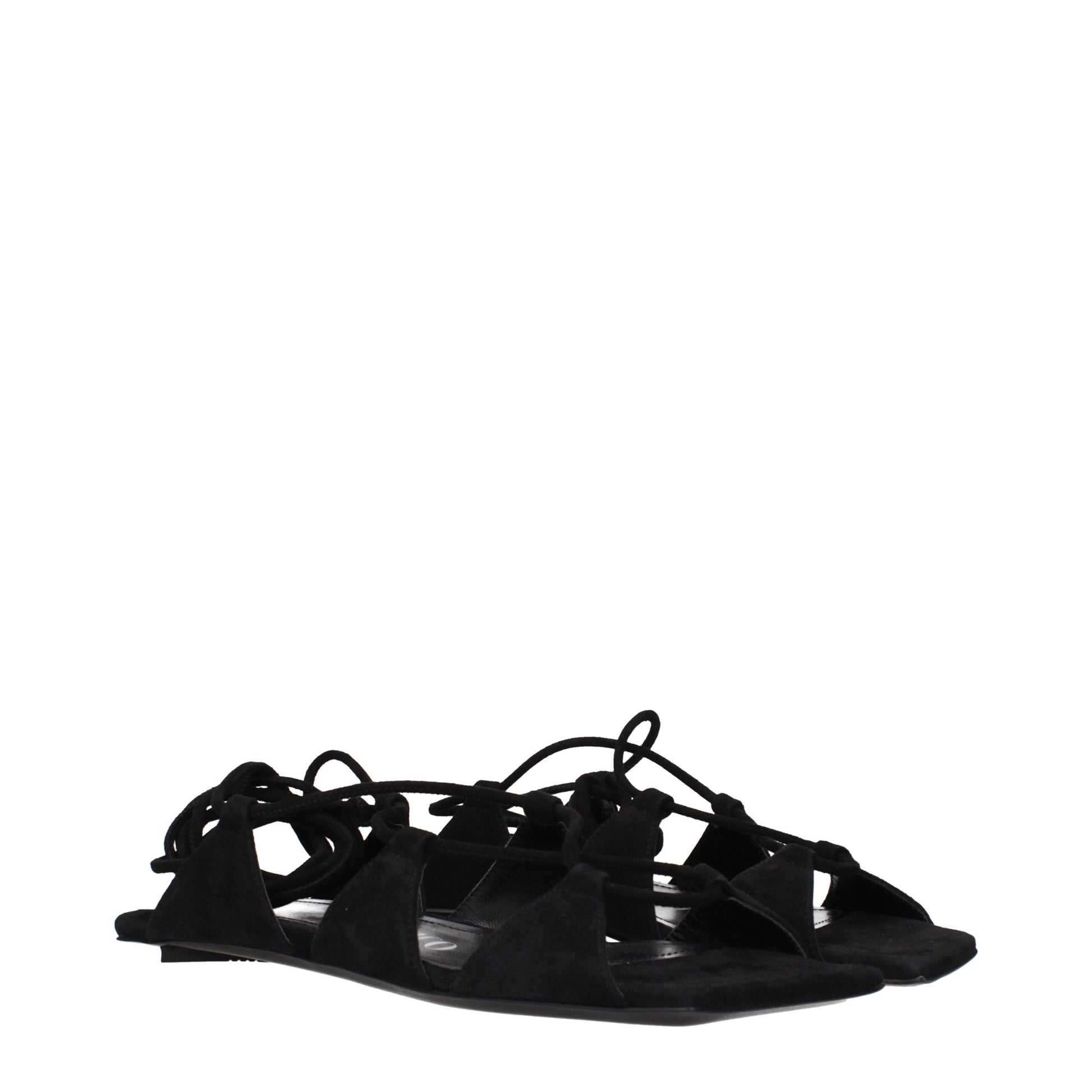 The Attico Black Leather Sandals